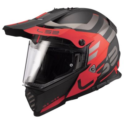 LS2 MX436 PIONEER EVO ADVENTURER helma matná-černá/červená vel.XS